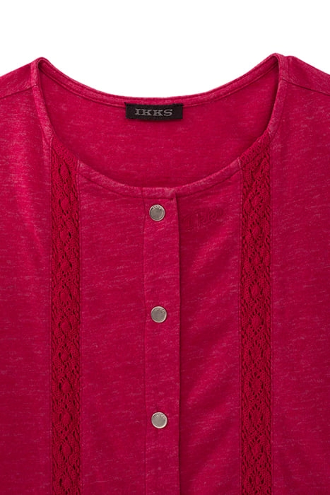 GIRLS’ FUCHSIA PINK T-SHIRT DRESS, PRESS STUDS DOWN FRONT FU 4