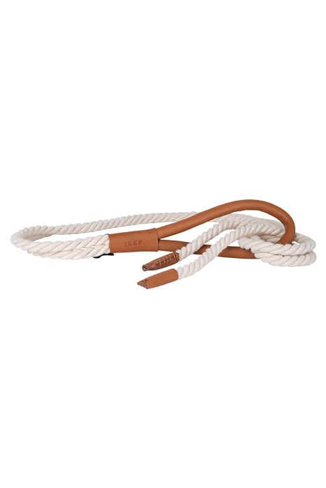BEIGE CORD TIE BELT WITH LEATHER BUCKLE 3