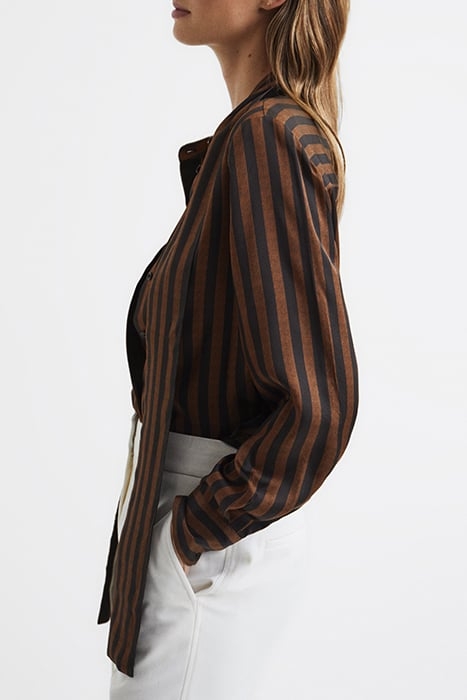 SAVANNAH-STRIPE BUTTON-DOWN SHIRT BROWN 6