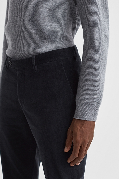 STRIKE-BRUSHED TAILORED PANTS NAVY 6