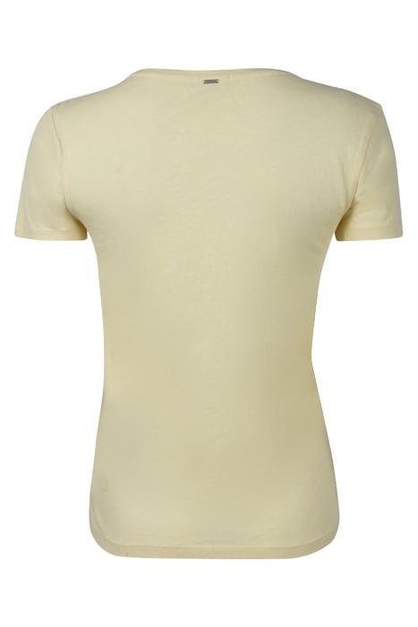 WOMEN'S YELLOW DEEP DYE SLOGAN IMAGE T-SHIRT 5