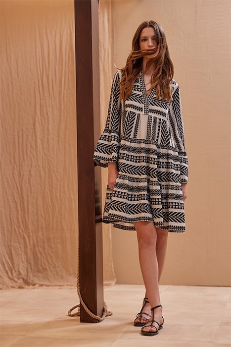 ELLA DRESS BLACK/OFFWHITE 2