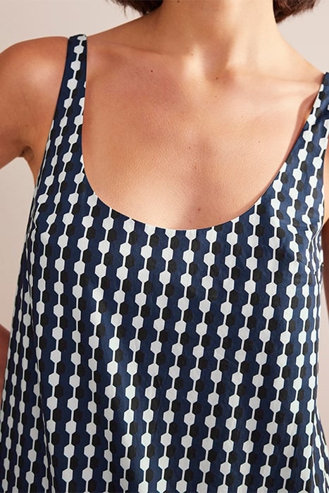 SCOOP NECK SHIFT DRESS NAVY, GEO AZURE 5