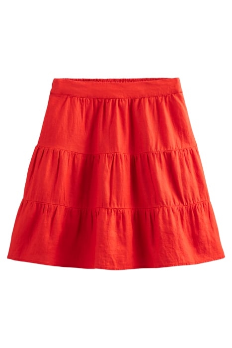 PULL ON TIERED LINEN SKIRT VERMILLION RED 3