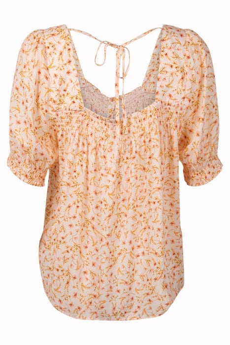 MON SQUARE NECK BUTTON THROUGH FLUSHED CORAL DITSY 2