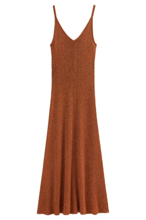 SPARKLE KNITTED MIDI DRESS COGNAC BRONZE, GOLD SPARKLE 3