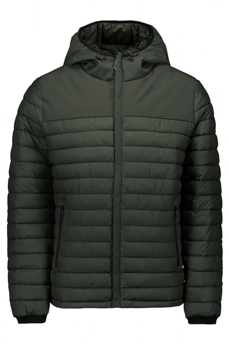 JACKET HOODED SHORT FIT PADDED MIX DARK GREEN 4