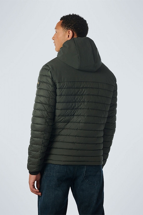 JACKET HOODED SHORT FIT PADDED MIX DARK GREEN 2