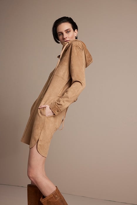 HOODED DESS SUEDINE BONDED BROWNS 5