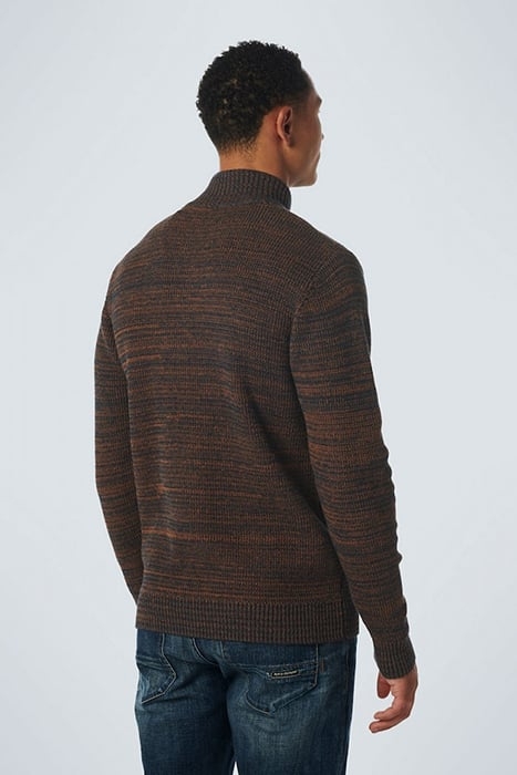 PULLOVER HALF ZIPPER + BUTTON MULTI COLOURED JACQUARD CARAME 2