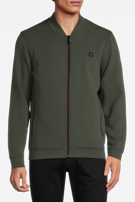 SWEATER FULL ZIPPER 2 COLOURED MELANGE DARK GREEN 1