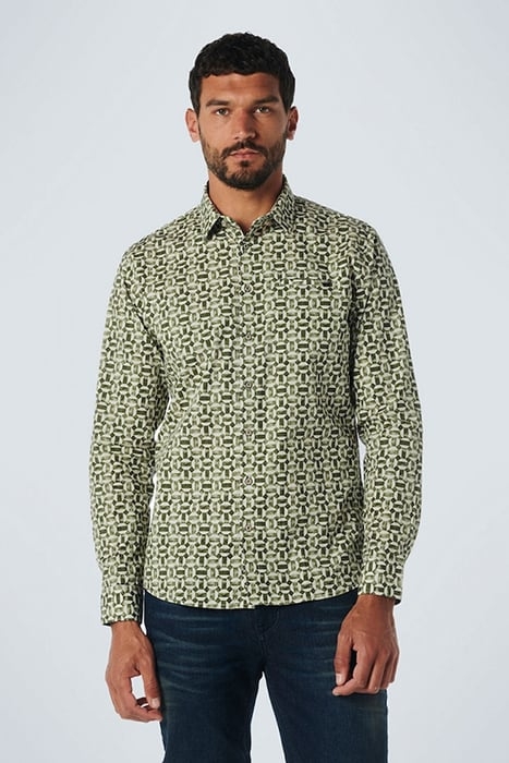 SHIRT STRETCH ALLOVER PRINTED DARK GREEN 1