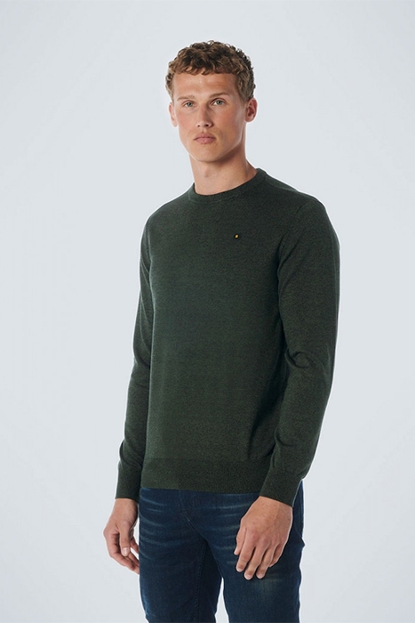 PULLOVER CREWNECK 2 COLOURED MELANGE DARK GREEN 1
