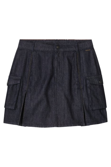 DENIM PLEATED SKIRT DENIM DARK INDIGO 3