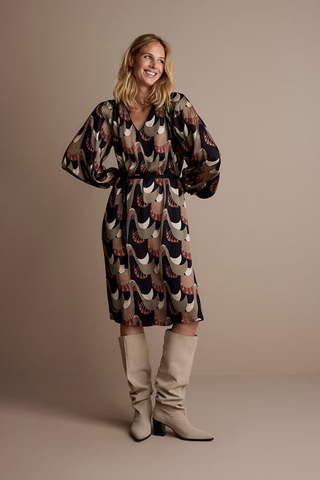 DRESS ABSTRACT PEACOCK PRINT 1