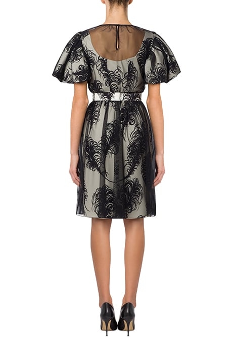 ALLOVER FEATHERS CADY AND TULLE DRESS WHITE 2