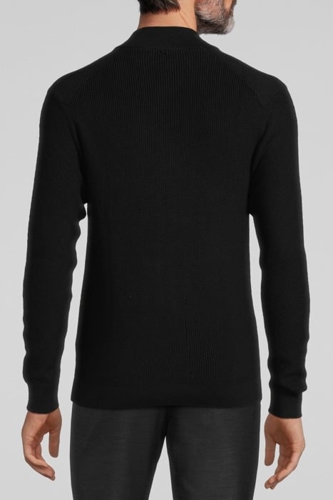 BLACK KNIT ZIP-COLLAR CARDIGAN BLACK 2