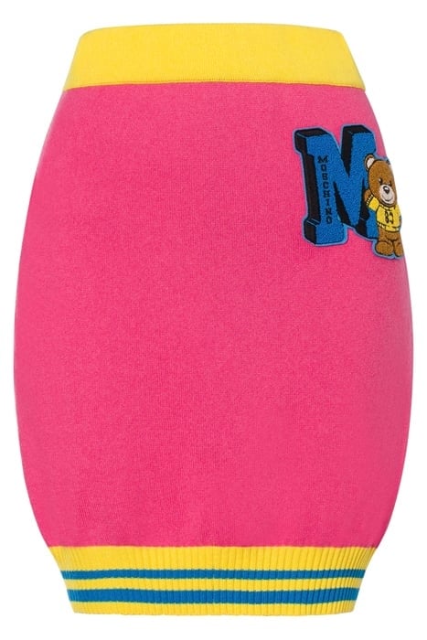 VARSITY TEDDY BEAR KNITTED MINI SKIRT PINK 3