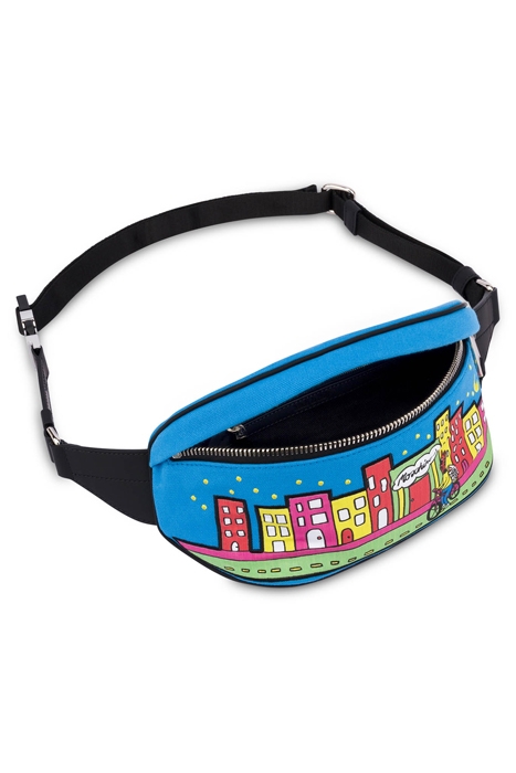 MOSCHINO COMICS CANVAS BUM BAG BLUE 3