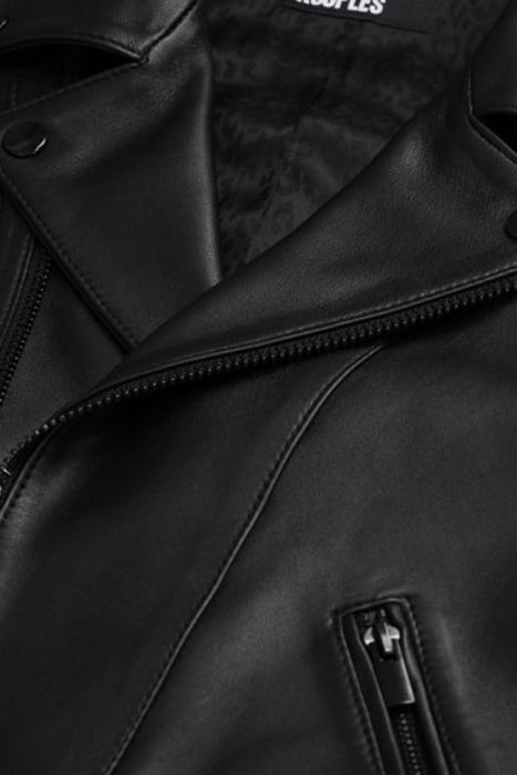 LEATHER BIKER JACKET WITH STUDS BLACK 6
