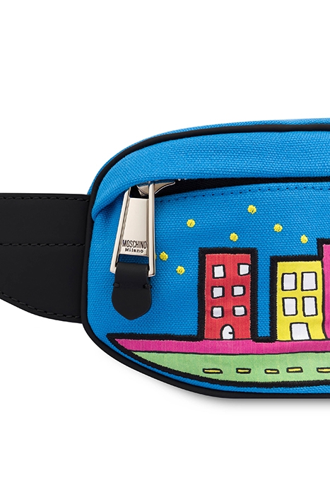 MOSCHINO COMICS CANVAS BUM BAG BLUE 4