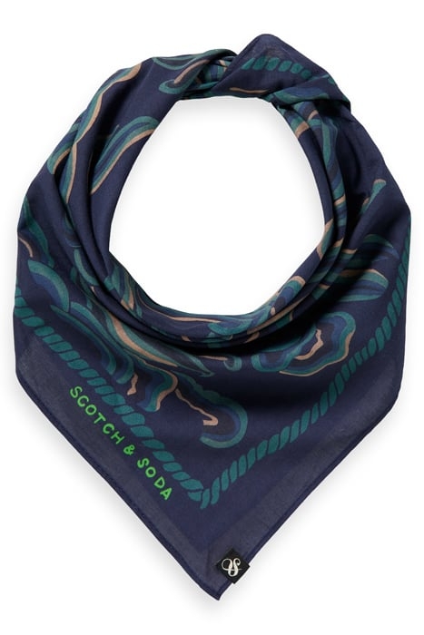 PRINTED COTTON BANDANA NAVY BLUE 1