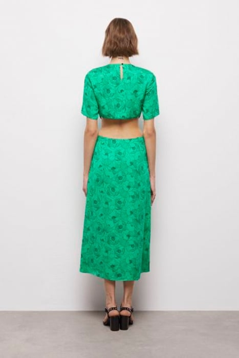 LONG DRESS WITH SHORT SLEEVES WITH BACKLESS GREEN 2