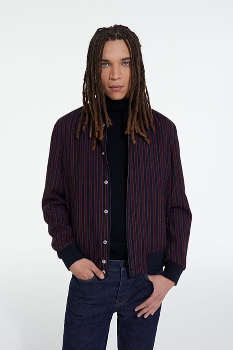 ELBOW STRIPED SUEDE JACKET BORDEAUX / NAVY 1