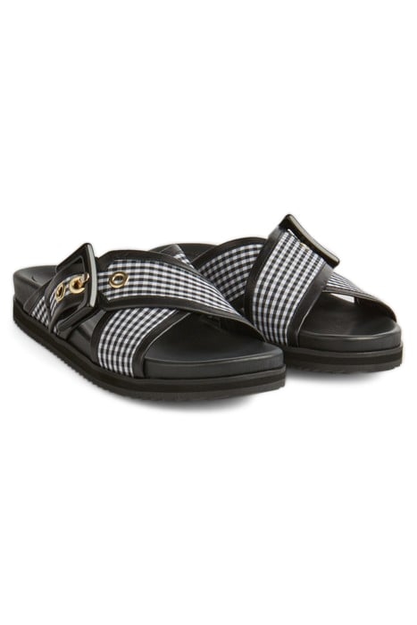 RORY BUCKLE FOOTBED BLACK/WHITE 2