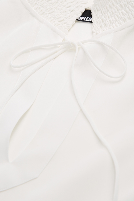 LONG-SLEEVED TOP WITH SMOCKED COLLAR WHITE 2