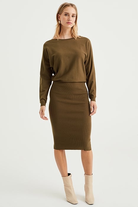 DRESS MID LENGTH DARK GREEN 1