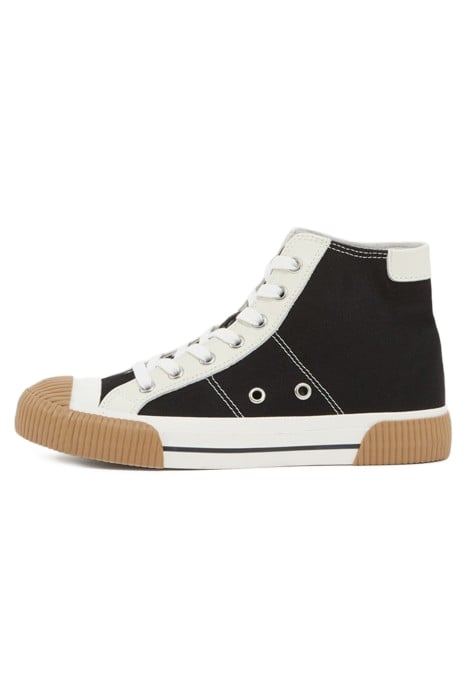 HIGH-TOP CANVAS SNEAKERS WITH LEATHER INSERTS BLACK 8