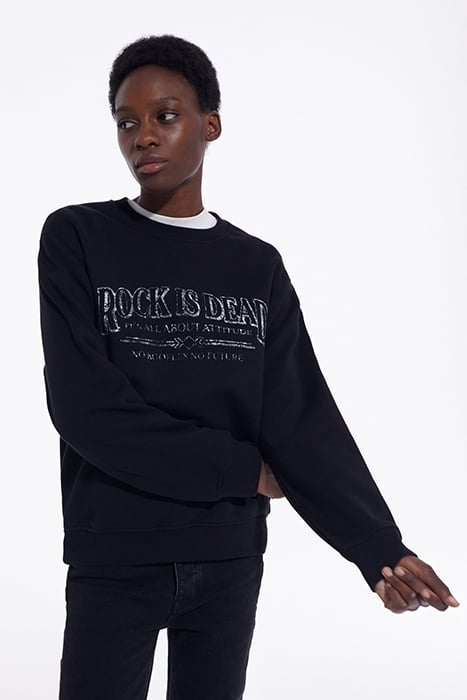 ROCK IS DEAD ROUND NECK SWEATSHIRT BLACK WASHED 1