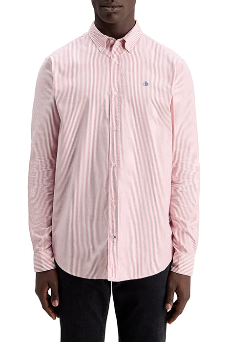 ESSENTIAL OXFORD STRIPE SHIRT LOBSTER / WHITE STRIPE 1