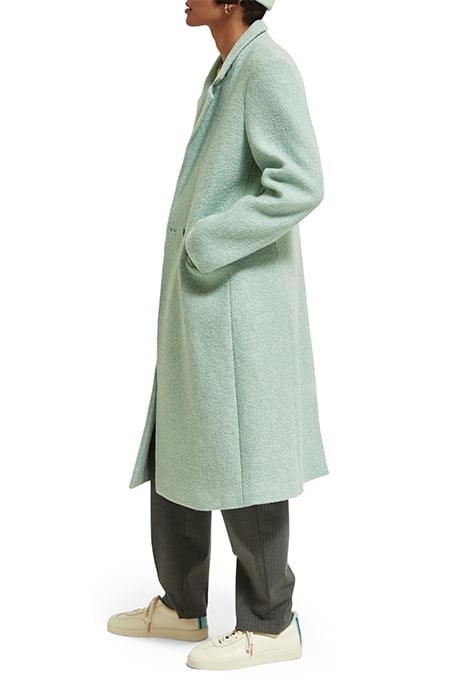 GREEN MELANGE SINGLE BREASTED BOUCLE COAT LIGHT MINT 5