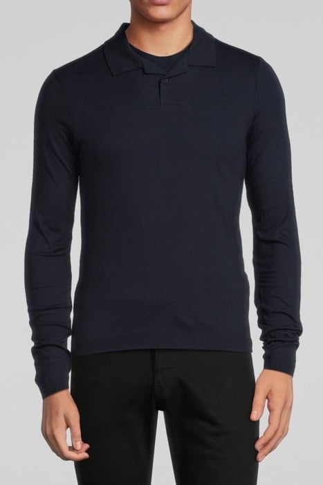NAVY POLO SHIRT WITH ROUND TROMPE-L'OEIL COLLAR NAVY 1