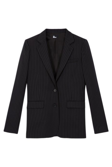 DOUBLE BUTTONS SINGLE BRUSH SUIT JACKET BLACK GREY 1