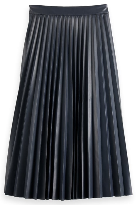 FAUX LEATHER PLEATED HIGH RISE MIDI SKIRT NIGHT 2