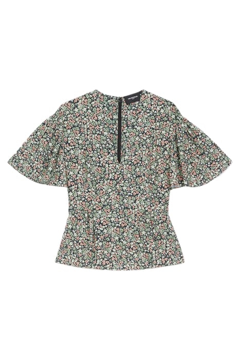 SHORT SLEEVED TOP WITH FIELD FLOWERS CUTOUTS GREEN 1