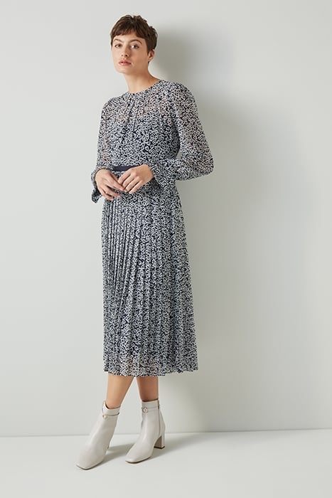 DR ESTELLE PLEATED DRESS NAVY MULTI 3