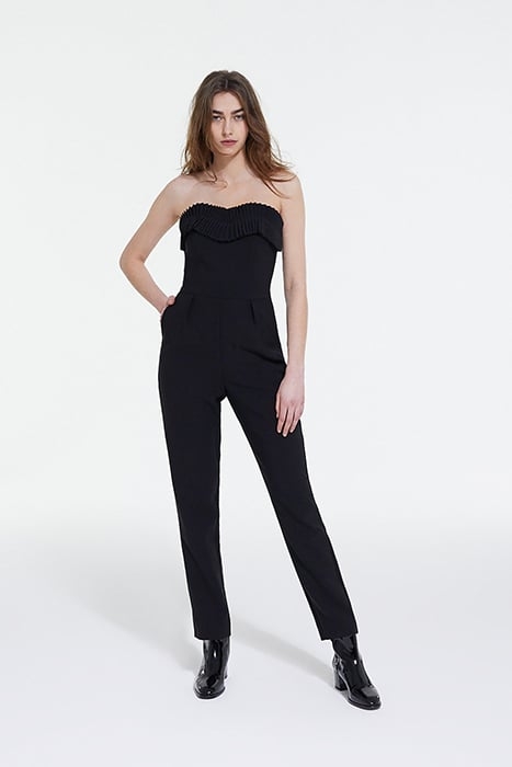 BUSTIER JUMPSUIT WITH PLEATED DETAIL BLACK 1