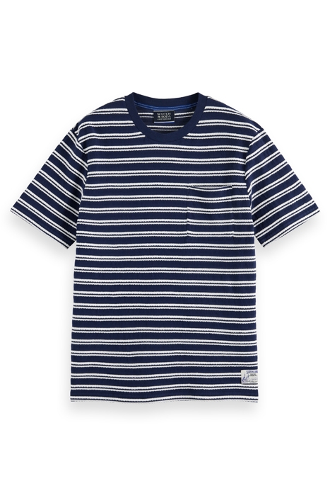 STRUCTURED STRIPE POCKET T-SHIRT NAVY BLUE/ WHITE 4