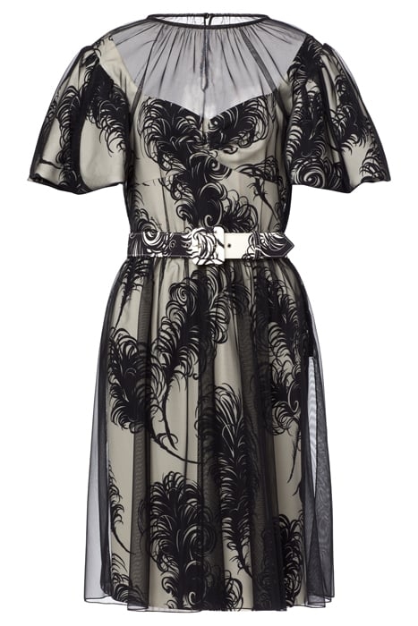 ALLOVER FEATHERS CADY AND TULLE DRESS WHITE 3