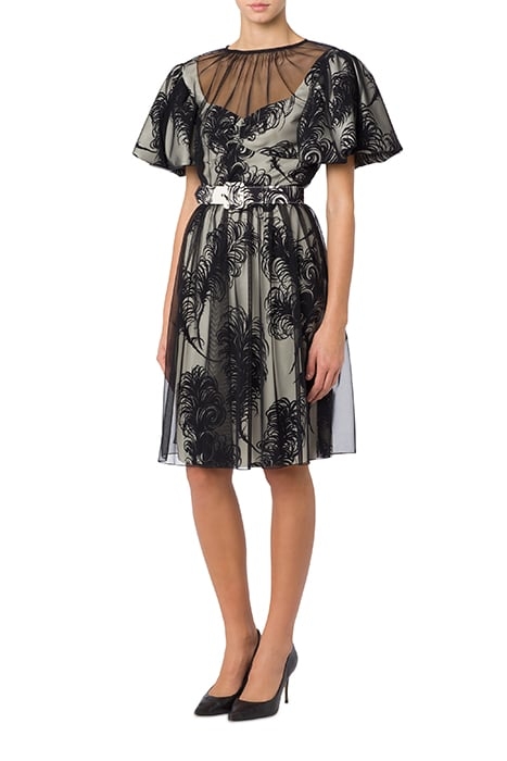 ALLOVER FEATHERS CADY AND TULLE DRESS WHITE 1