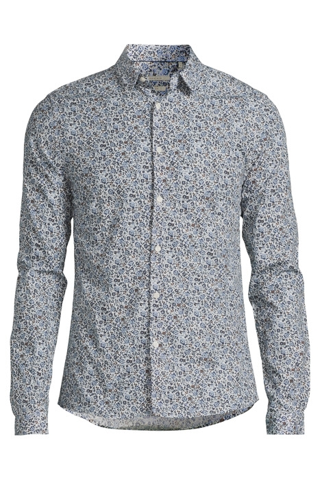 NAVY ORGANIC MICRO-FLOWER PRINT SLIM SHIRT NAVY 3