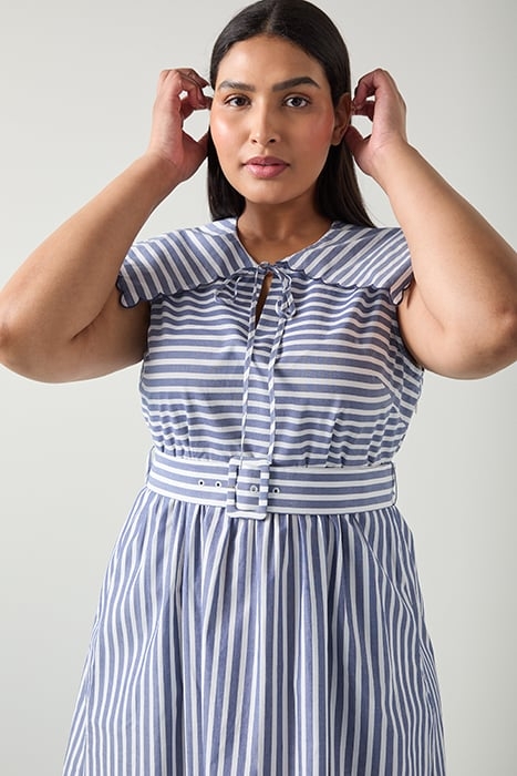 DR BEAU STRIPE DRESS NAVY/CREAM 6