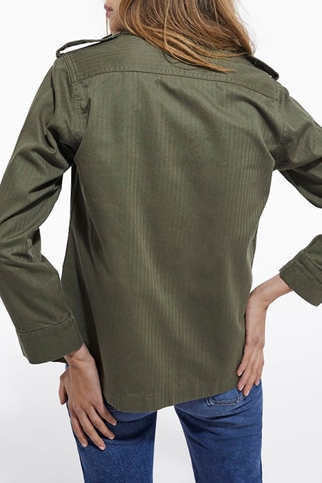 JACKET IN CHEVRON FABRIC AND LEOPARD LINING OLIVE NIGHT 6