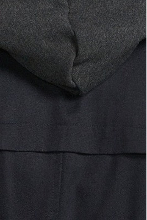DARK NAVY LONG TRENCH COAT WITH GREY HOOD FACING NAVY 5