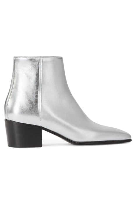 SILVER LEATHER ANKLE BOOTS WITH ZIP SILVER 1