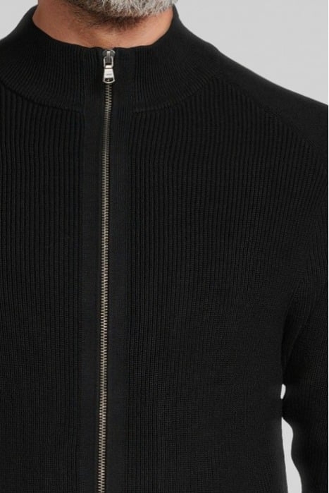 BLACK KNIT ZIP-COLLAR CARDIGAN BLACK 4